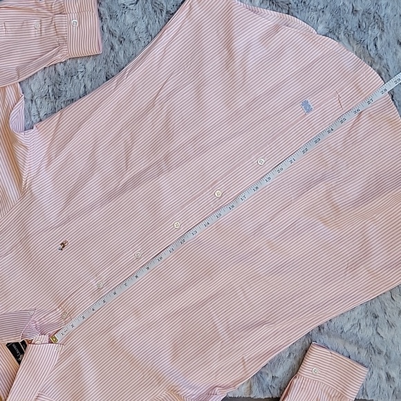 Ralph Lauren Orange/White Stripe Button Down Shirt, Men's Neck 15.5 Arm 33 - Picture 3 of 9